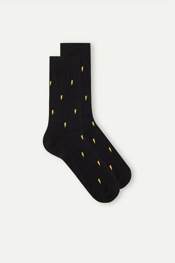 Intimssimi Short Socks in Patterned Cotton Black | YILVQ63151