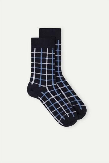 Intimssimi Short Socks in Patterned Cotton Blue | ZILNQ76650