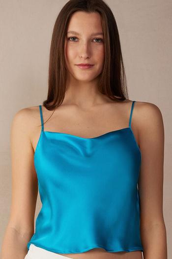 Intimssimi Silk Crop Camisole Blue | ILZPD14566