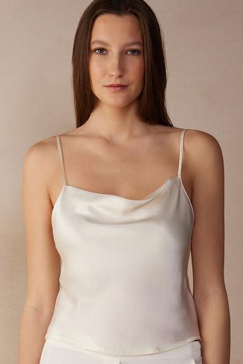 Intimssimi Silk Crop Camisole White | UILTG70094