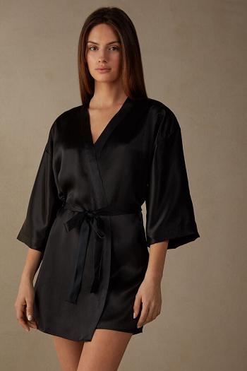 Intimssimi Silk Kimono Black | ILEAH93945