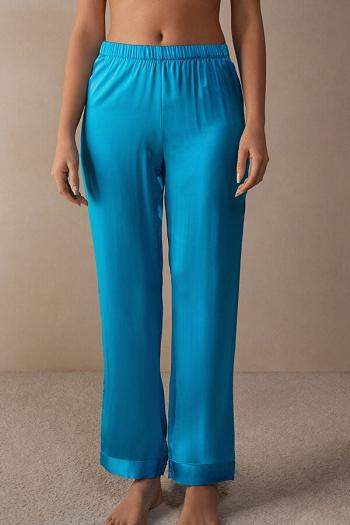 Intimssimi Silk Satin Pajama Pants Blue | GILUC28238