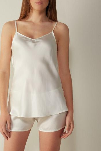 Intimssimi Silk Satin Top with V-neckline White | LILSX26896