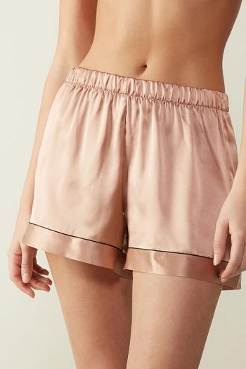 Intimssimi Silk Shorts with Contrast Trim Natural | GILEC31806