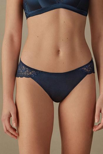 Intimssimi Silk and Lace Briefs Blue | GILUC98237