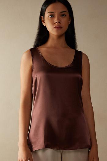 Intimssimi Silk and Modal Tank Top Brown | BILSD93189