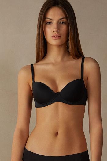 Intimssimi Sofia Microfiber Padded Balconette Bra Black | TILPQ38594