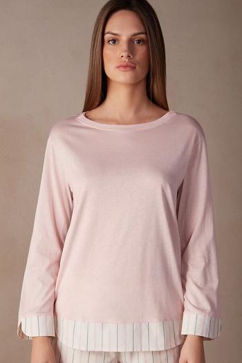 Intimssimi Soft Spring Long Sleeve Cotton Top Pale Pink | ILXMI94377