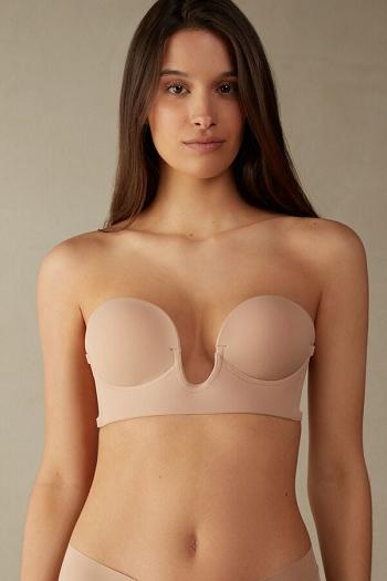 Intimssimi Stick-On Bandeau Plunge Bra with Graduated Cups Natural | XILBH22687