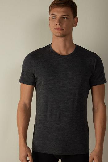 Intimssimi Stretch Merino Wool Short-Sleeve T-Shirt Dark Grey | PILQX27283