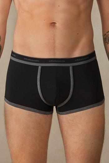 Intimssimi Stretch Supima® Cotton Boxer Shorts with Logo Detail Black | DILKV99187