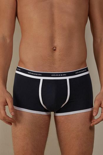 Intimssimi Stretch Supima® Cotton Boxer Shorts with Logo Detail Blue | ILJBT62836