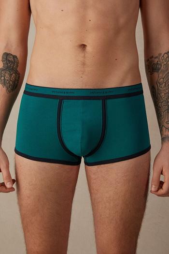 Intimssimi Stretch Supima® Cotton Boxer Shorts with Logo Detail Green | LILTR96822