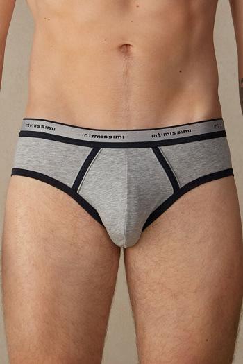 Intimssimi Stretch Supima® Cotton Brief with Logo Detail Blue | BILSO11396