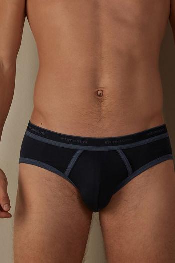 Intimssimi Stretch Supima® Cotton Brief with Logo Detail Blue | EILVG22409