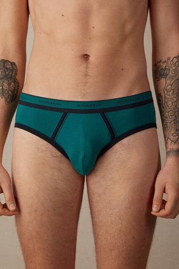 Intimssimi Stretch Supima® Cotton Brief with Logo Detail Green | GILEC40447