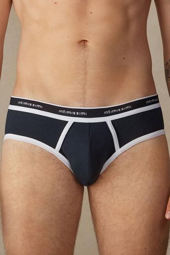 Intimssimi Stretch Supima® Cotton Brief with Logo Detail Blue | ILCVG43035