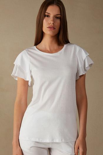 Intimssimi Summer Garden Short Sleeve Top in Supima® Ultrafresh Cotton White | DILKV49544