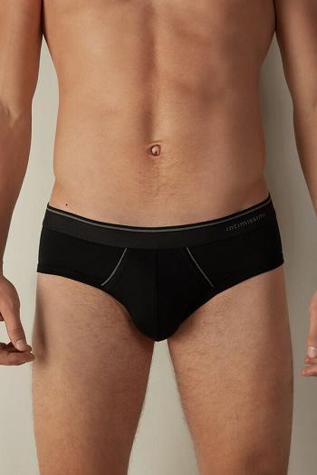 Intimssimi Supima Cotton Briefs with Visible Elastic Black | FILUI56172