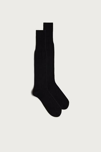 Intimssimi Tall Cashmere-Silk-Cotton Blend Socks Black | GILUC66296