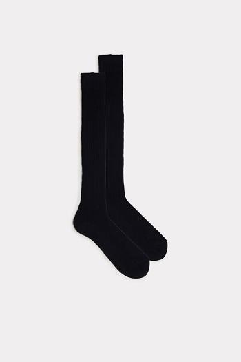 Intimssimi Tall Ribbed Egyptian Cotton Socks Blue | LILTR58300