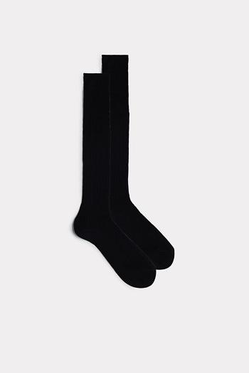 Intimssimi Tall Ribbed Egyptian Cotton Socks Black | QILUV97863