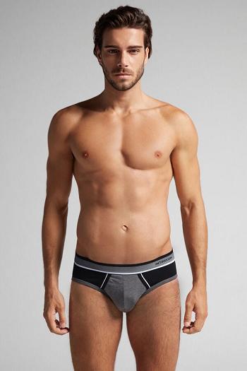 Intimssimi Two-Tone Stretch Supima® Cotton Briefs Black | ILIIZ67172