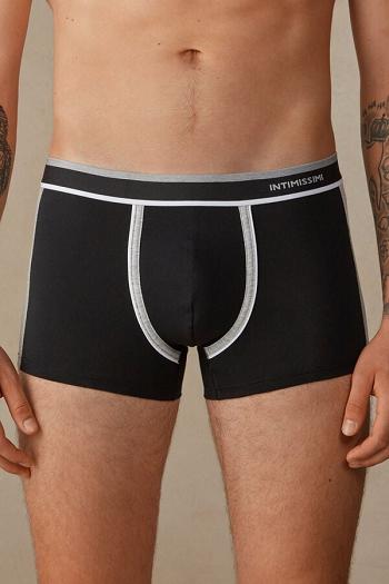 Intimssimi Two-tone Boxers in Stretch Supima® Cotton Black | ILJZR35880