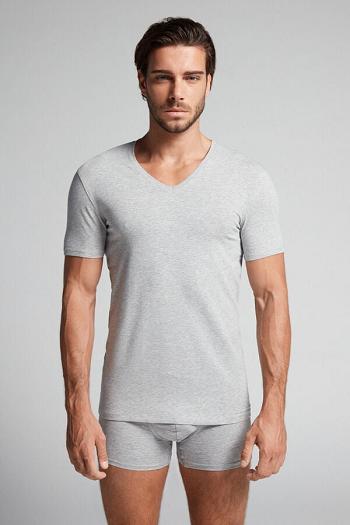 Intimssimi V-neck T-shirt in Stretch Supima® Cotton Grey | TILPQ53407