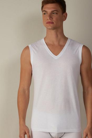 Intimssimi Wide-Strap Supima Cotton Tank Top White | ILICD40260