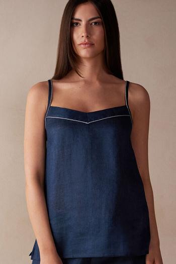 Intimssimi Yacht Night Linen Top Blue | LILSX74604