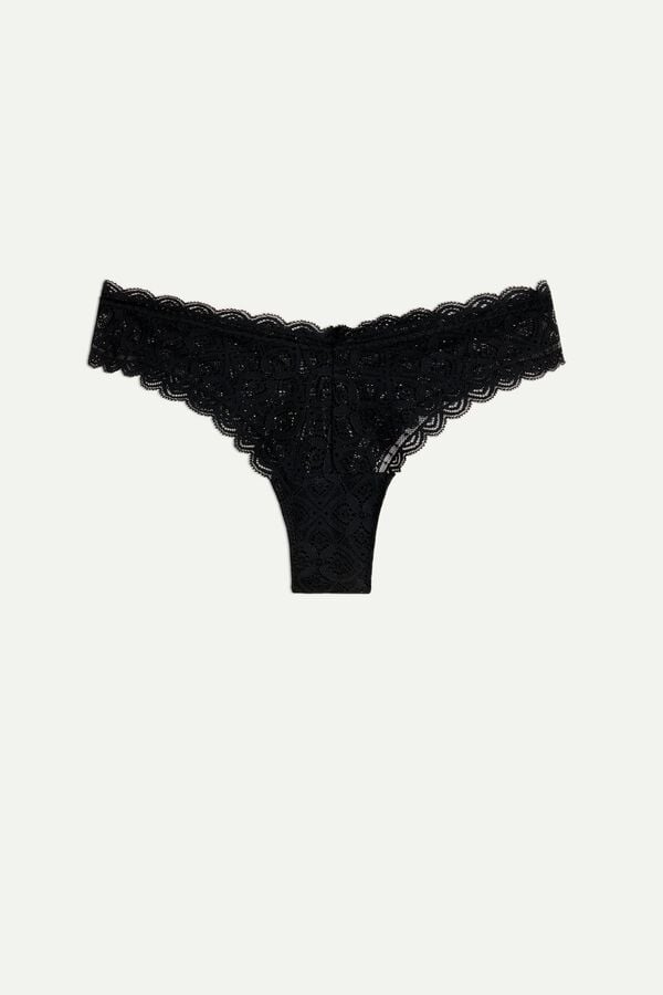 Intimssimi 80s-style Lace Brazilian Black | ILEAH43334