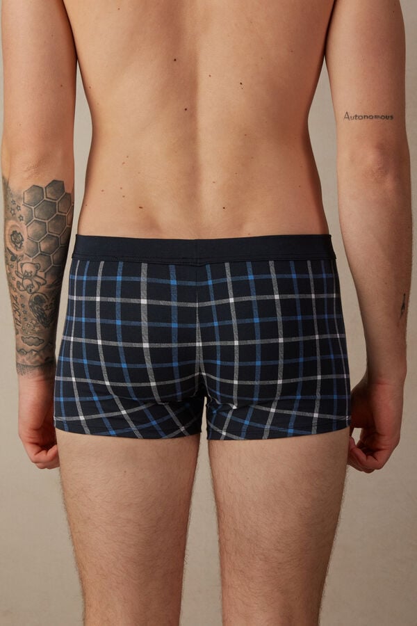 Intimssimi Blue Checkered Boxers in Stretch Supima® Cotton Blue | MILHR25042