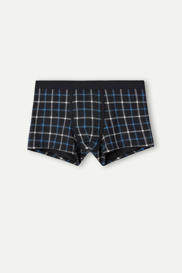 Intimssimi Blue Checkered Boxers in Stretch Supima® Cotton Blue | MILHR25042