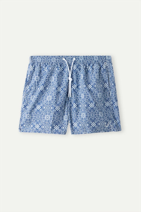 Intimssimi Blue Majolica Print Swim Trunks Blue | XILBH32240