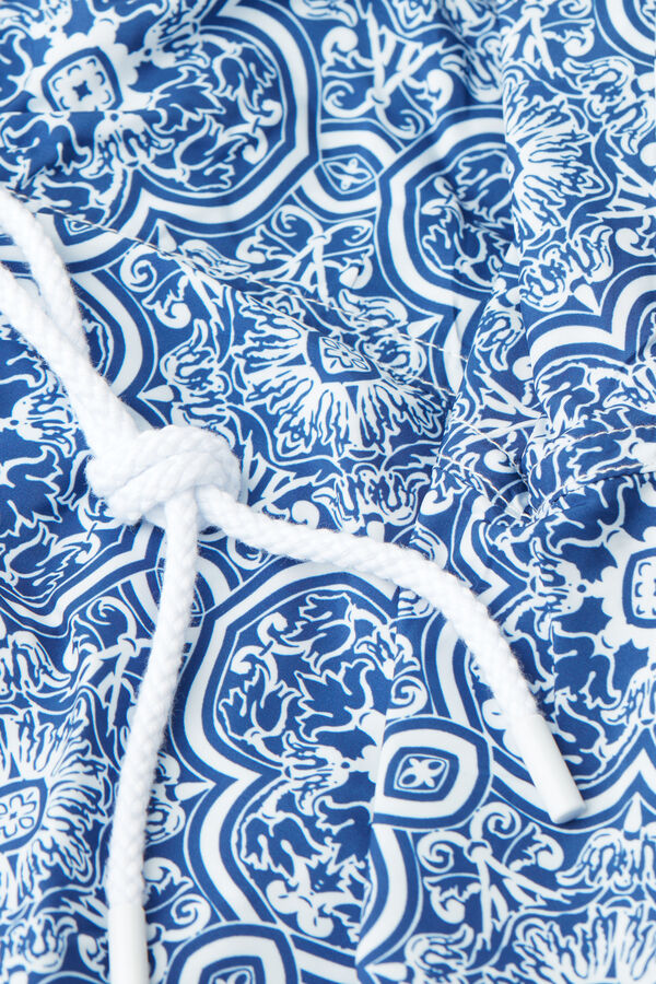 Intimssimi Blue Majolica Print Swim Trunks Blue | XILBH32240