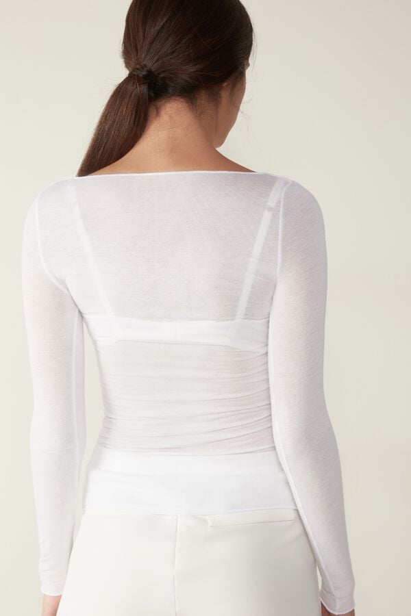 Intimssimi Boat Neck Modal Cashmere Ultralight Top White | BILSO99516