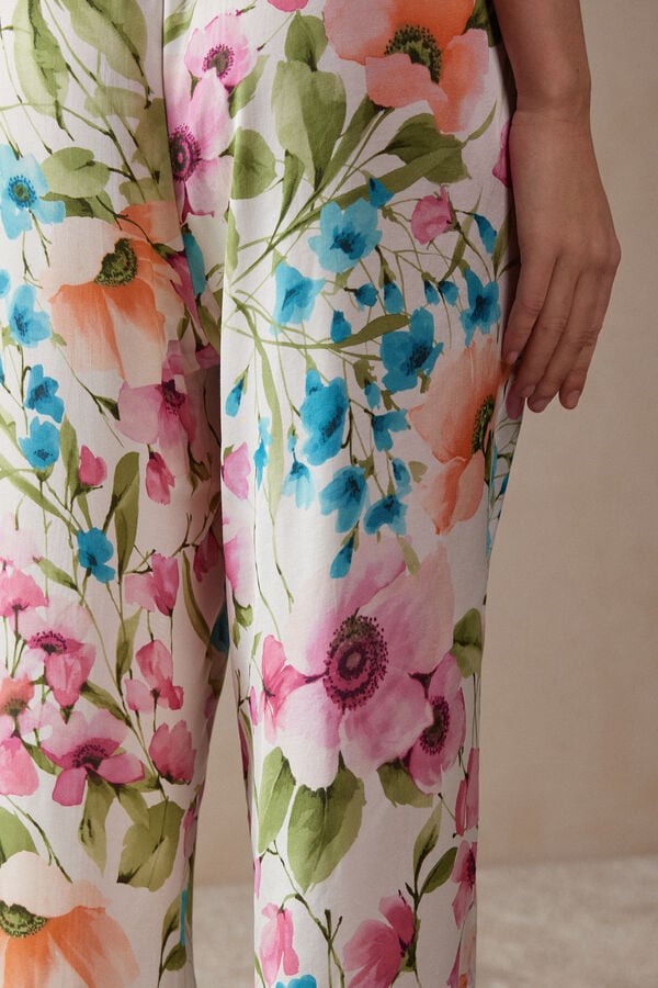 Intimssimi Botanical Lyrics Full Length Satin Pants Print | XILGW19855