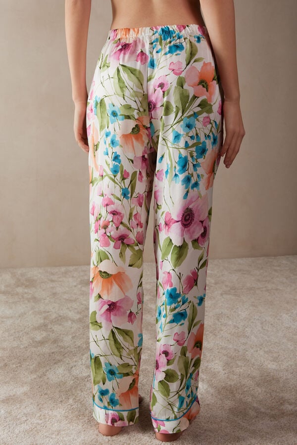 Intimssimi Botanical Lyrics Full Length Satin Pants Print | XILGW19855