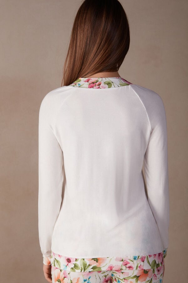 Intimssimi Botanical Lyrics Long Sleeve Modal Top White | AILDF50481