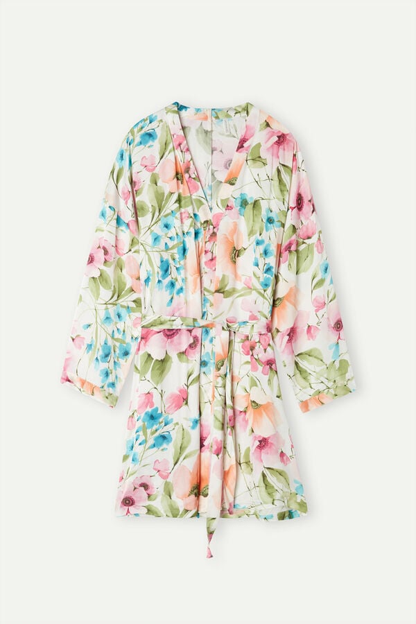 Intimssimi Botanical Lyrics Satin Kimono Print | ILIIZ56680