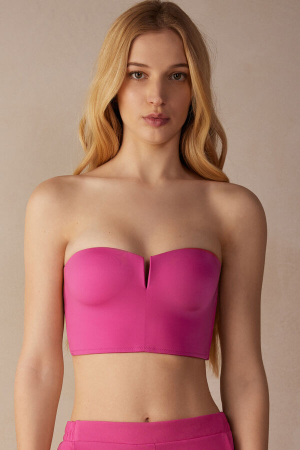 Intimssimi Bustier Bra Top in Ultralight Microfiber Pink | QILWA39288