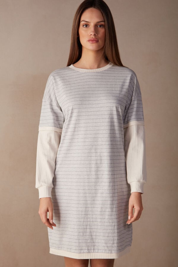 Intimssimi Casual Sunday Long Sleeve Nightshirt White | GILUC36179