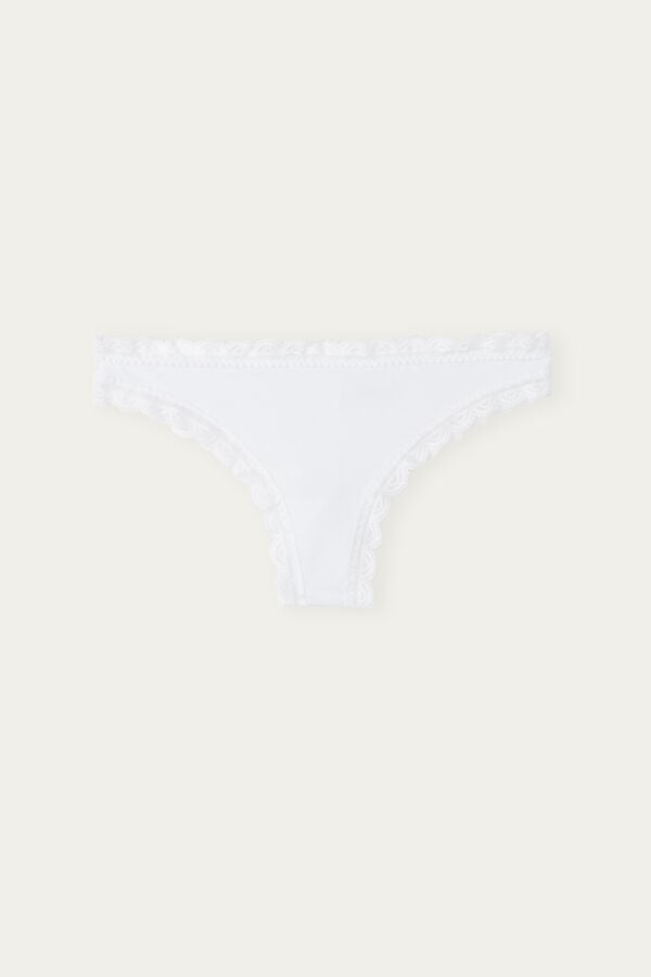 Intimssimi Cotton and Lace Brazilian White | ILXMI16069