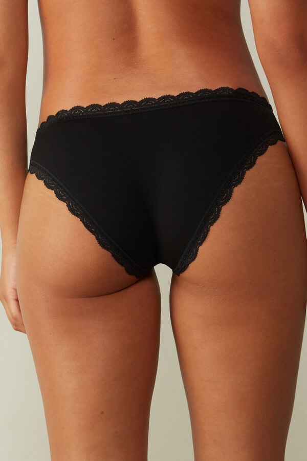 Intimssimi Cotton and Lace Panties Black | GILUC22755