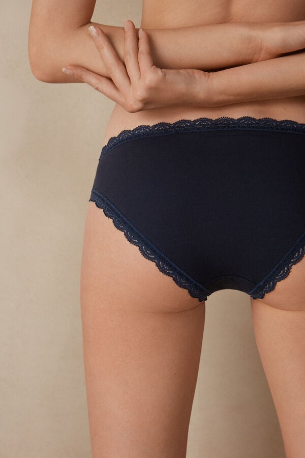 Intimssimi Cotton and Lace Panties Blue | GILEC68845