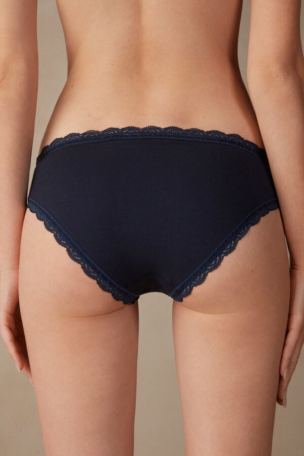 Intimssimi Cotton and Lace Panties Blue | GILEC68845