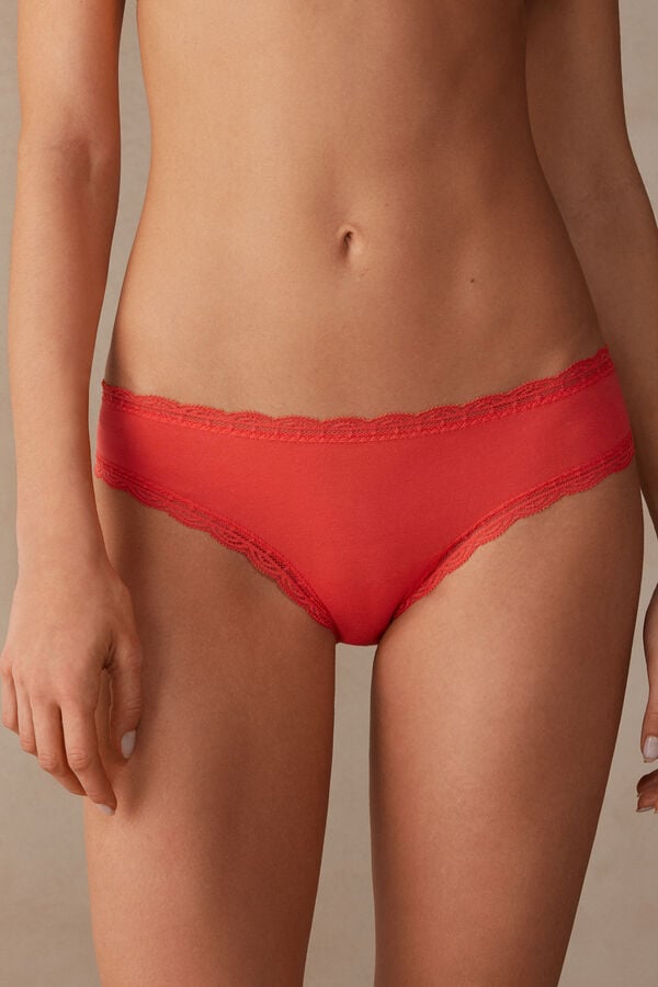 Intimssimi Cotton and Lace Panties Orange | ILZDE56083