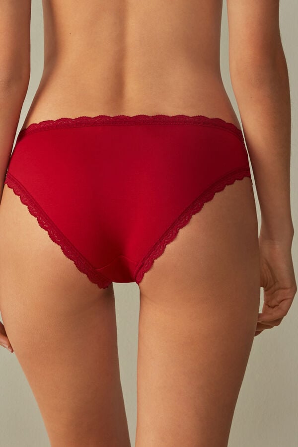 Intimssimi Cotton and Lace Panties Red | FILHY31905