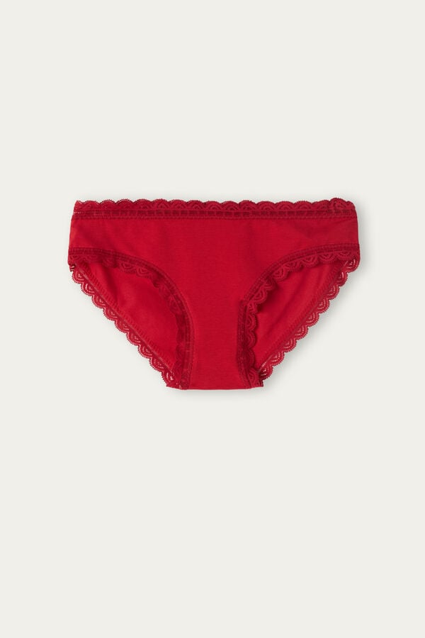 Intimssimi Cotton and Lace Panties Red | FILHY31905